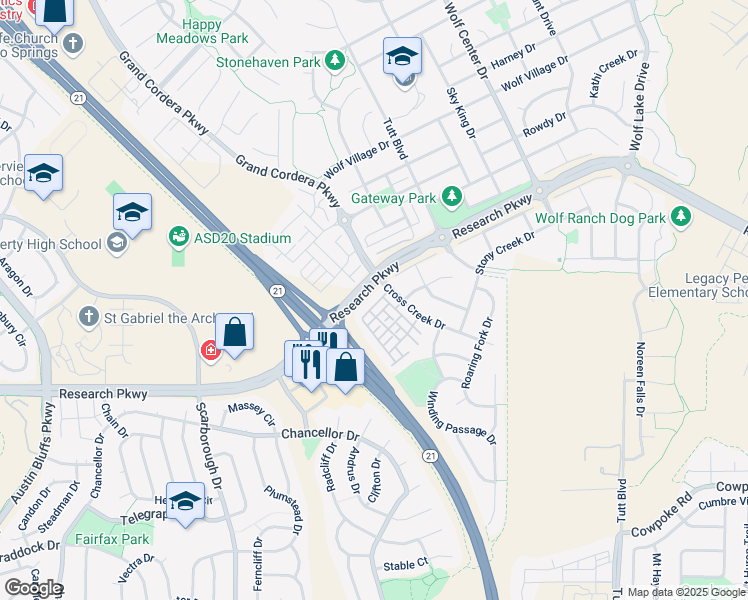 map of restaurants, bars, coffee shops, grocery stores, and more near 5329 Snowy Egret Grove in Colorado Springs