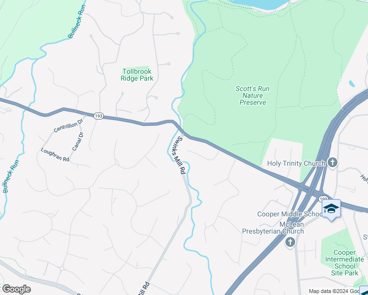 map of restaurants, bars, coffee shops, grocery stores, and more near 7420 Georgetown Court in McLean