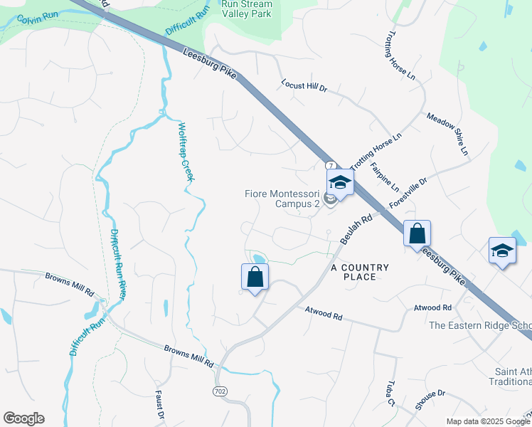 map of restaurants, bars, coffee shops, grocery stores, and more near 1357 Blairstone Drive in Vienna