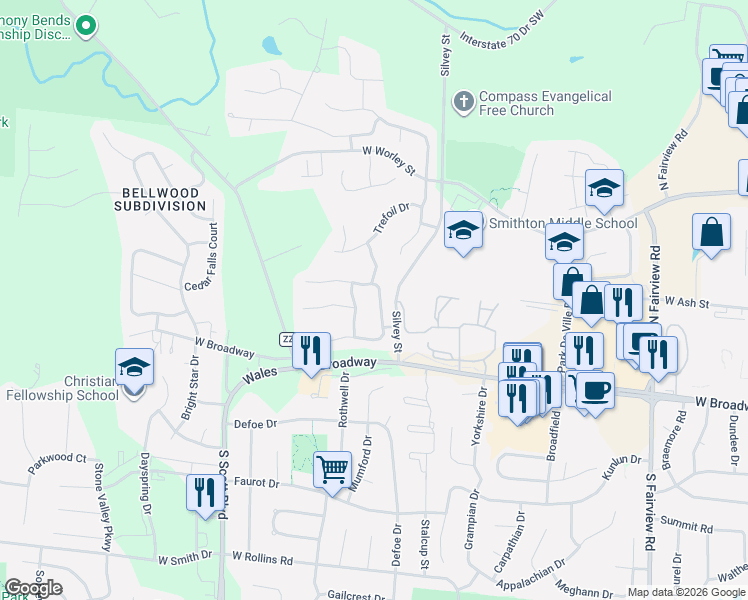 map of restaurants, bars, coffee shops, grocery stores, and more near 107 Pepper Grass Dr in Columbia