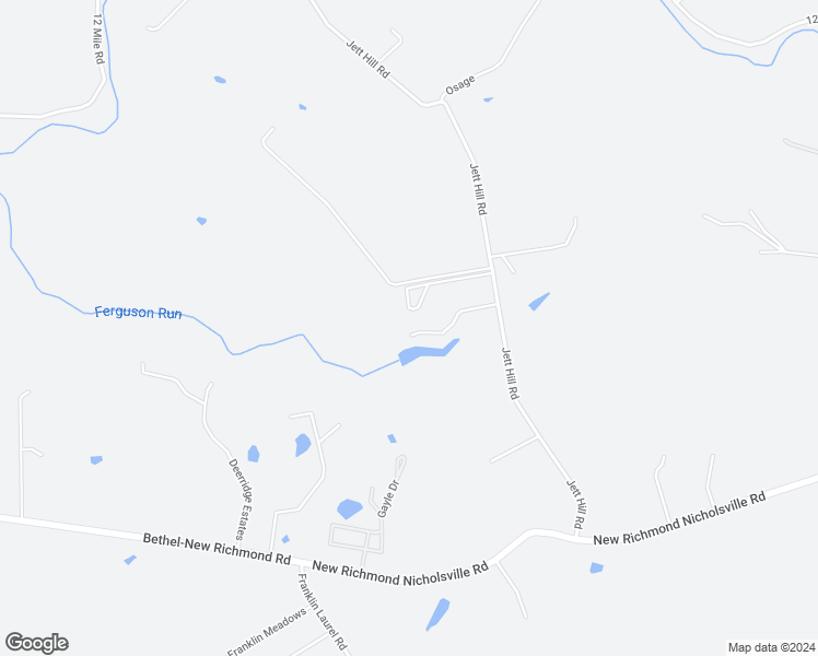 map of restaurants, bars, coffee shops, grocery stores, and more near 2509 Jett Hill Rd in New Richmond