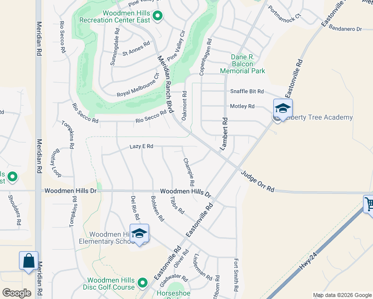 map of restaurants, bars, coffee shops, grocery stores, and more near 8671 Champie Road in Peyton