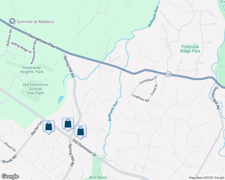 map of restaurants, bars, coffee shops, grocery stores, and more near 913 Georgetown Ridge Court in McLean