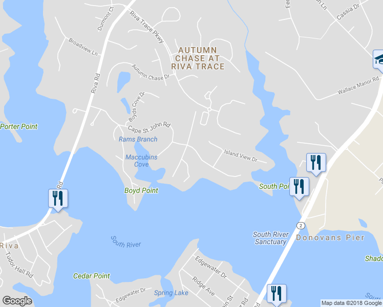 map of restaurants, bars, coffee shops, grocery stores, and more near 251 Cape Saint John Road in Annapolis