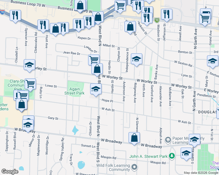 map of restaurants, bars, coffee shops, grocery stores, and more near 908 Again Street in Columbia
