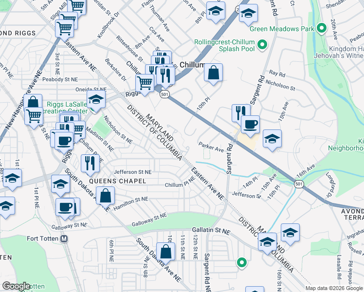 map of restaurants, bars, coffee shops, grocery stores, and more near 101 Independence Avenue Southeast in Washington