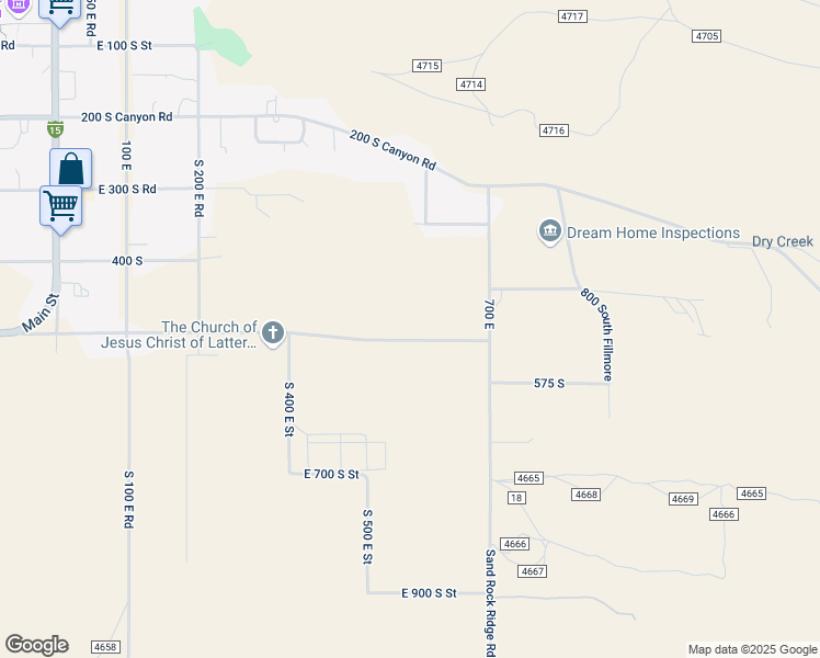 map of restaurants, bars, coffee shops, grocery stores, and more near 535 East 500 South Street in Fillmore