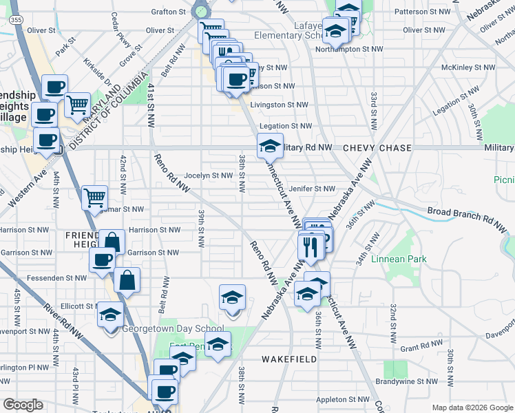 map of restaurants, bars, coffee shops, grocery stores, and more near 101 Independence Avenue Southeast in Washington