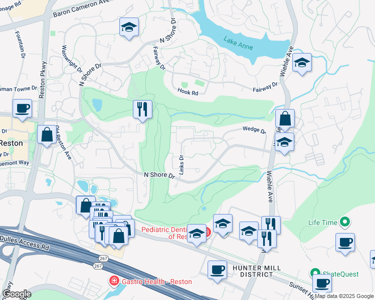 map of restaurants, bars, coffee shops, grocery stores, and more near in Reston