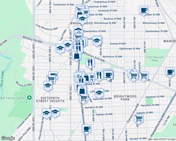 map of restaurants, bars, coffee shops, grocery stores, and more near 914 Madison Street Northwest in Washington
