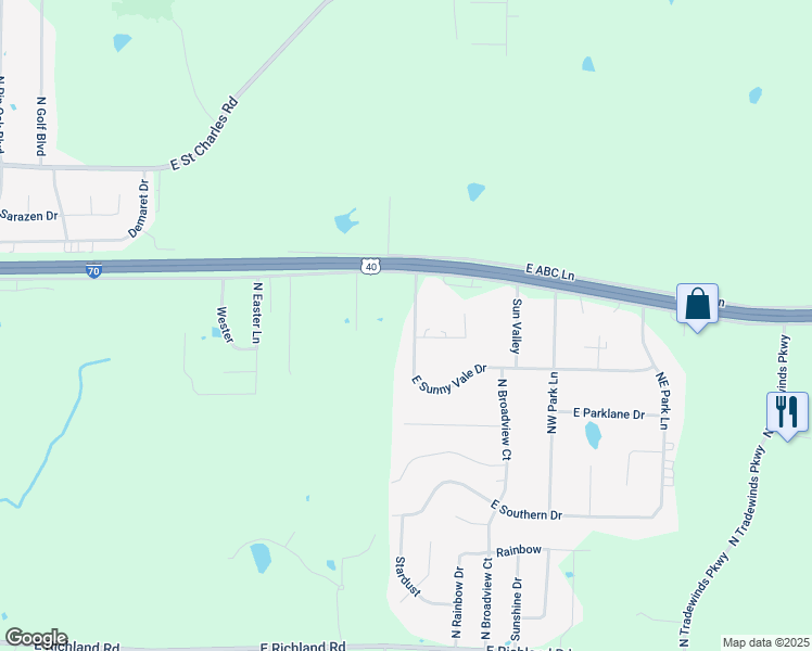 map of restaurants, bars, coffee shops, grocery stores, and more near 7280 East Sunny Vale Drive in Columbia