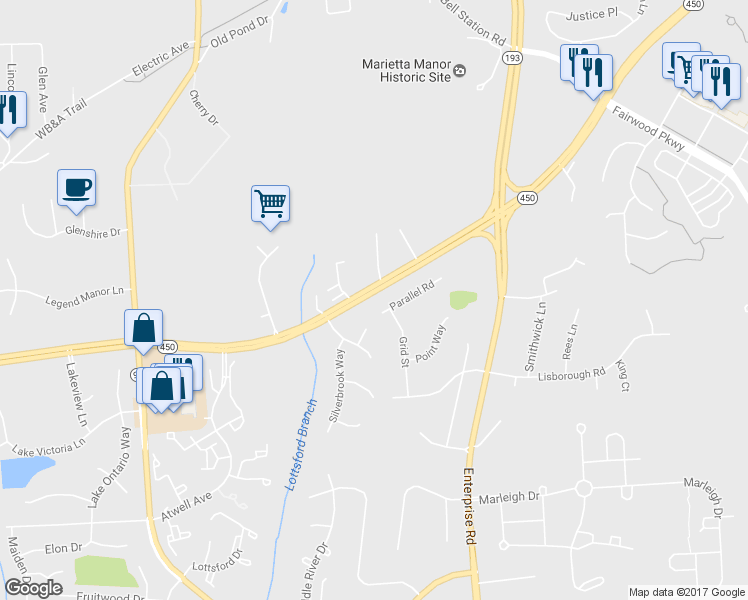 map of restaurants, bars, coffee shops, grocery stores, and more near 11707 Annapolis Road in Glenn Dale