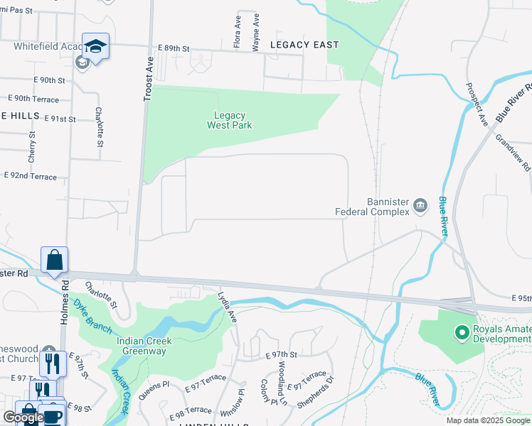 map of restaurants, bars, coffee shops, grocery stores, and more near in Kansas City