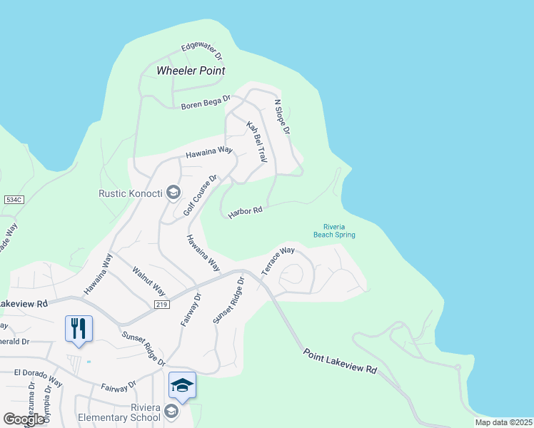 map of restaurants, bars, coffee shops, grocery stores, and more near 10789 Harbor Road in Kelseyville