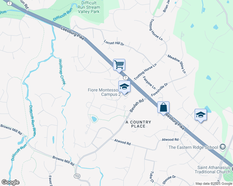 map of restaurants, bars, coffee shops, grocery stores, and more near 9670 Farmside Place in Vienna
