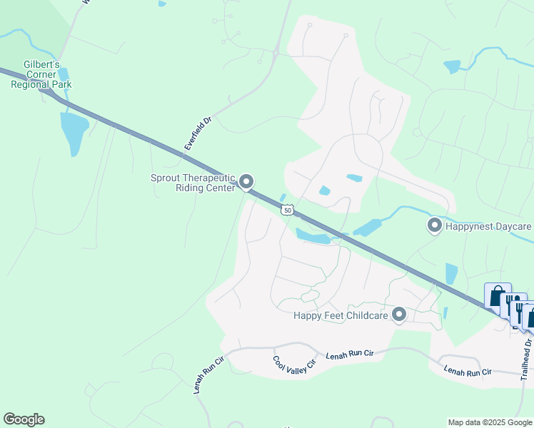 map of restaurants, bars, coffee shops, grocery stores, and more near 23819 Grayhaven Place in Aldie