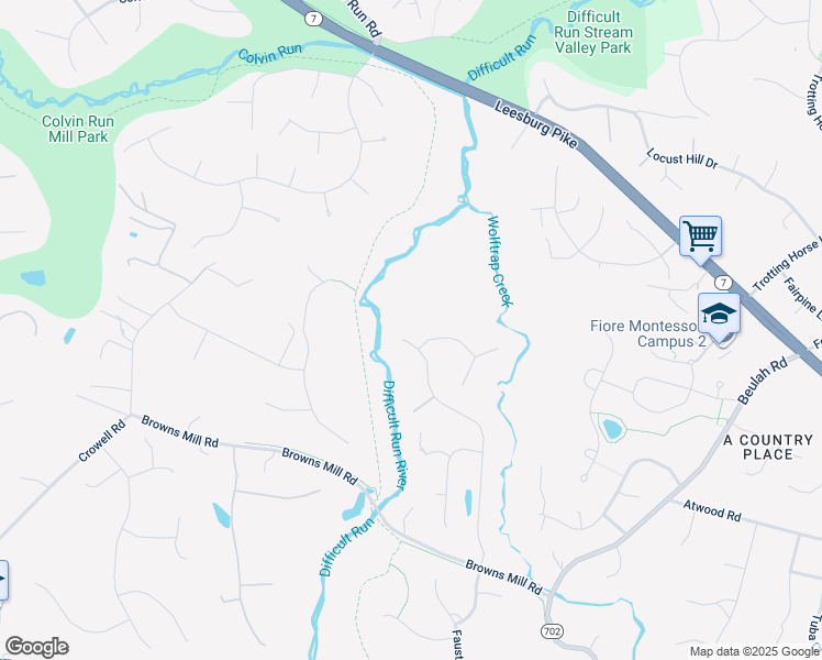 map of restaurants, bars, coffee shops, grocery stores, and more near 1405 Rosewood Hill Drive in Vienna