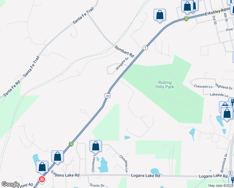 map of restaurants, bars, coffee shops, grocery stores, and more near 1208 U.S. 40 in Boonville