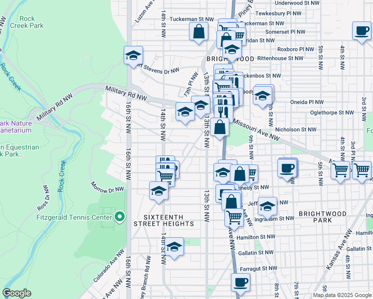 map of restaurants, bars, coffee shops, grocery stores, and more near 5708 Colorado Avenue Northwest in Washington