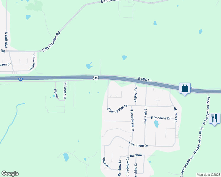 map of restaurants, bars, coffee shops, grocery stores, and more near 7108-7210 Interstate 70 Drive Southeast in Columbia