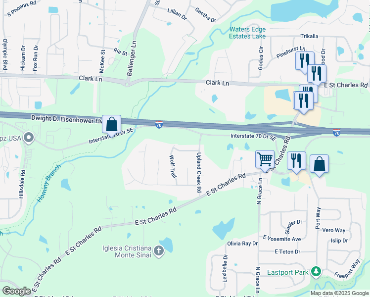 map of restaurants, bars, coffee shops, grocery stores, and more near 4911 Kirk Hill Road in Columbia