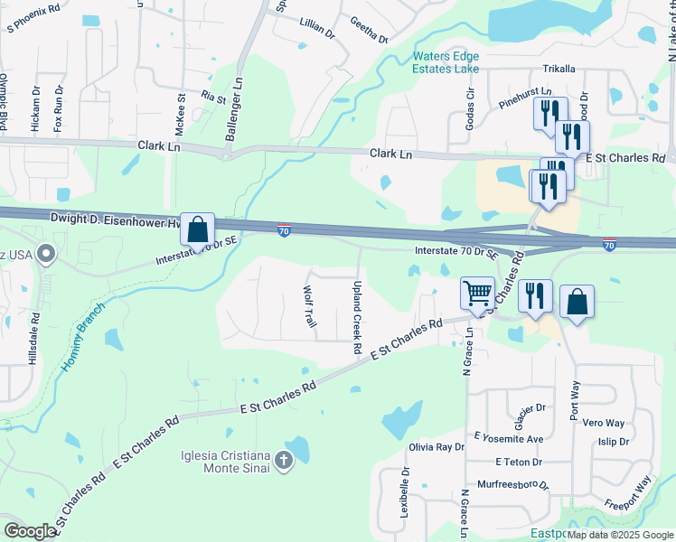 map of restaurants, bars, coffee shops, grocery stores, and more near 4913-4915 Kirk Hill Road in Columbia