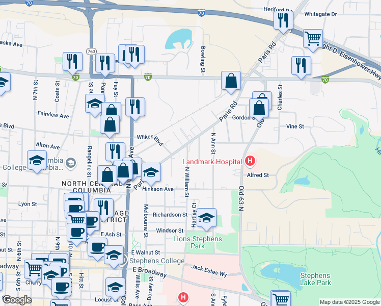 map of restaurants, bars, coffee shops, grocery stores, and more near 803 Mount Vernon Avenue in Columbia