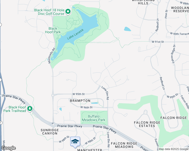 map of restaurants, bars, coffee shops, grocery stores, and more near 21713 West 93rd Terrace in Lenexa
