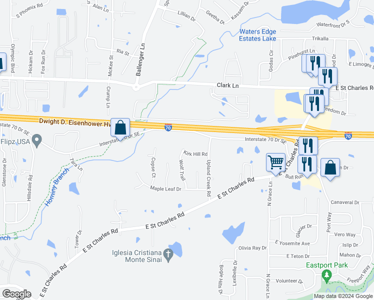 map of restaurants, bars, coffee shops, grocery stores, and more near 4901-4903 Kirk Hill Road in Columbia