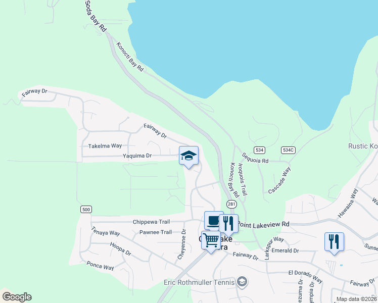 map of restaurants, bars, coffee shops, grocery stores, and more near 9509 Fairway Drive in Kelseyville