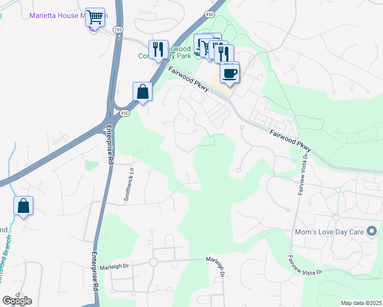 map of restaurants, bars, coffee shops, grocery stores, and more near 5101 Cornelias Prospect Drive in Bowie