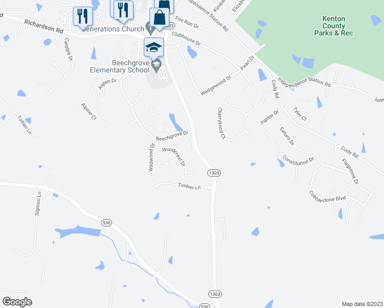 map of restaurants, bars, coffee shops, grocery stores, and more near 937 Still Meadow Lane in Independence