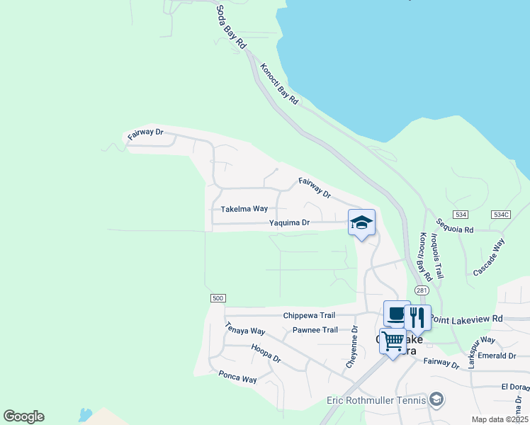 map of restaurants, bars, coffee shops, grocery stores, and more near 9209 Takelma Way in Kelseyville