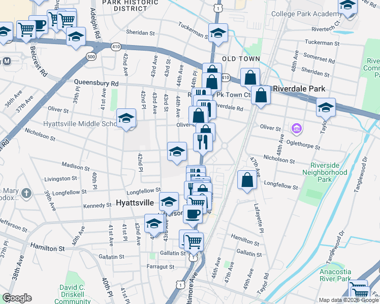 map of restaurants, bars, coffee shops, grocery stores, and more near 101 Independence Avenue Southeast in Washington