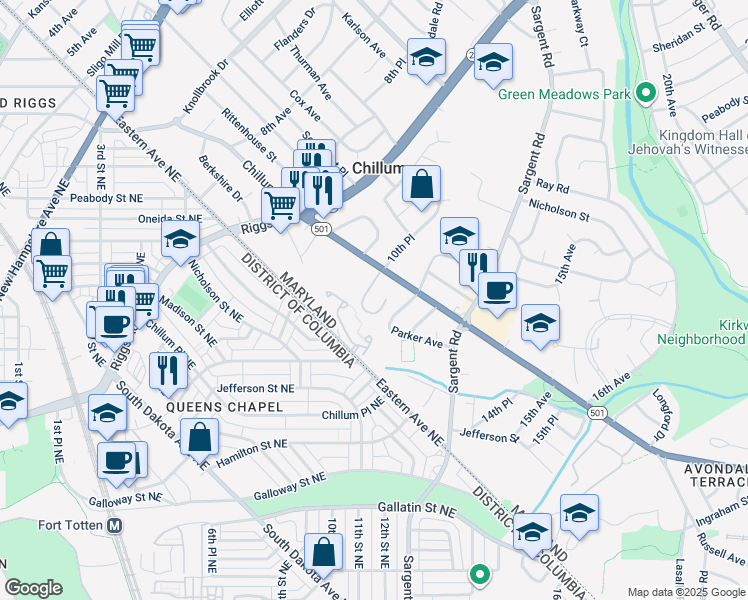 map of restaurants, bars, coffee shops, grocery stores, and more near 101 Independence Avenue Southeast in Washington
