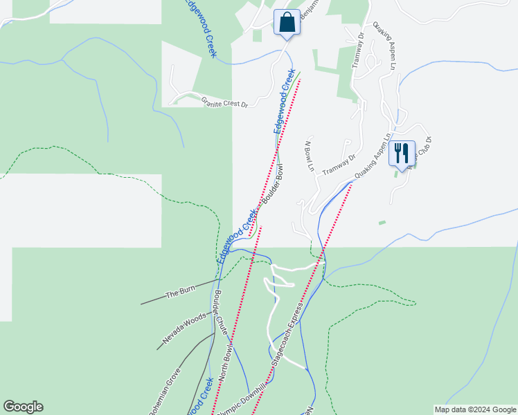 map of restaurants, bars, coffee shops, grocery stores, and more near 1638 Needle Peak Road in Glenbrook