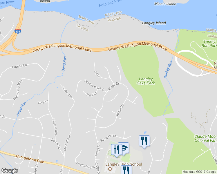 map of restaurants, bars, coffee shops, grocery stores, and more near 806 Ridge Drive in McLean