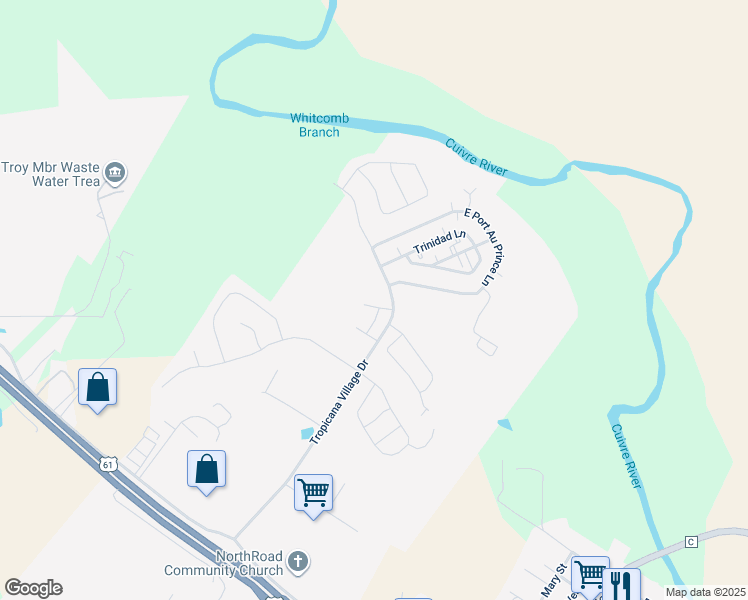 map of restaurants, bars, coffee shops, grocery stores, and more near 25 Nassau Drive in Moscow Mills