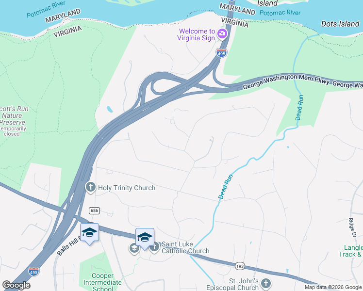 map of restaurants, bars, coffee shops, grocery stores, and more near 744 Lawton Street in McLean