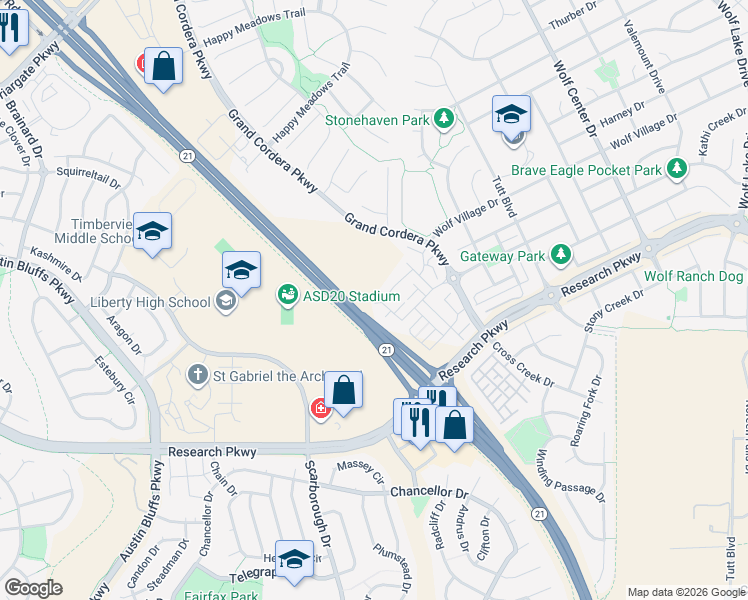 map of restaurants, bars, coffee shops, grocery stores, and more near 8791 Vista Azul Heights in Colorado Springs