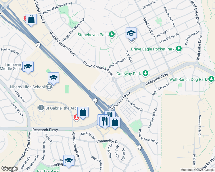 map of restaurants, bars, coffee shops, grocery stores, and more near 8765 Laurel Mountain View in Colorado Springs