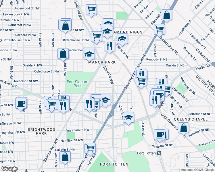 map of restaurants, bars, coffee shops, grocery stores, and more near 15 Milmarson Place Northwest in Washington