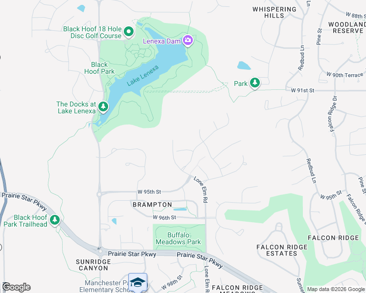 map of restaurants, bars, coffee shops, grocery stores, and more near 21656 West 93rd Terrace in Lenexa