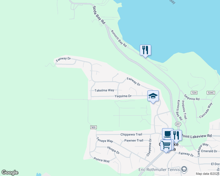 map of restaurants, bars, coffee shops, grocery stores, and more near 9182 Takelma Way in Kelseyville