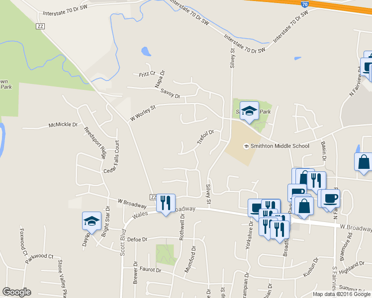 map of restaurants, bars, coffee shops, grocery stores, and more near 3903 Trefoil Drive in Columbia