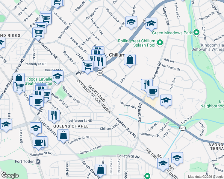 map of restaurants, bars, coffee shops, grocery stores, and more near 101 Independence Avenue Southeast in Washington