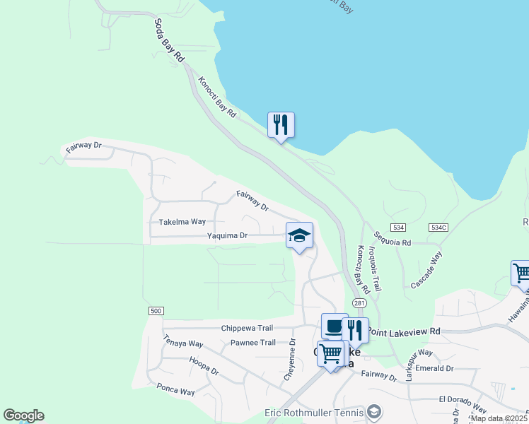 map of restaurants, bars, coffee shops, grocery stores, and more near 9421 Fairway Drive in Kelseyville