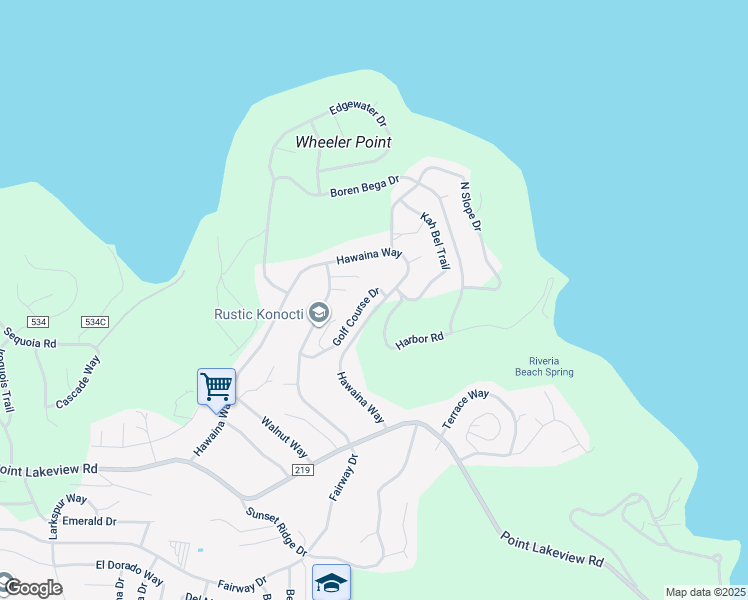 map of restaurants, bars, coffee shops, grocery stores, and more near 4638 Hawaina Way in Kelseyville