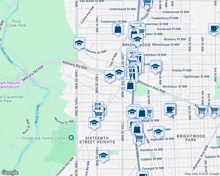 map of restaurants, bars, coffee shops, grocery stores, and more near 1336 Nicholson Street Northwest in Washington