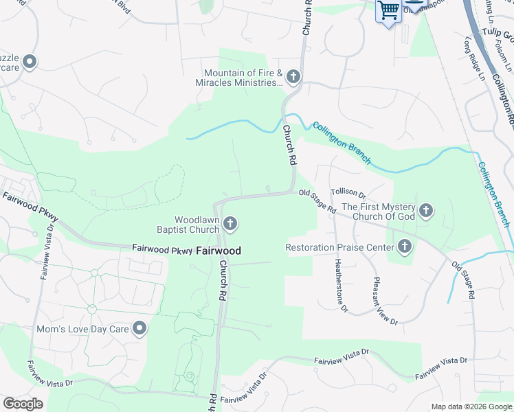 map of restaurants, bars, coffee shops, grocery stores, and more near 5107 Church Road in Bowie